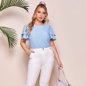 Flutter sleeves plus size blouse